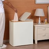 efluky 140L Laundry Baskets with Lid Two Compartments Beige view 6