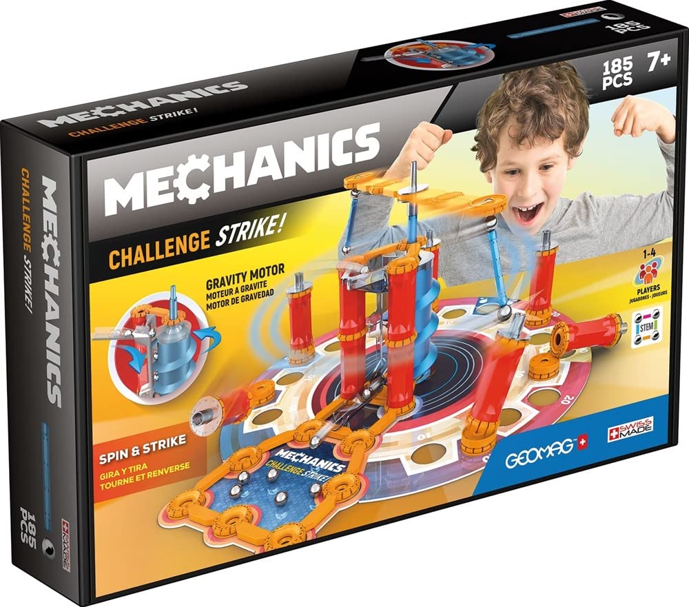 Geomag MechanicGeomag Gravity Mechanics Challenge Strike Building set, 185 pieces - Magnetic Building Game, Construction Set Educational Magnetic Tiles STEM Toy for Kids Age 7+ (Geomag 777)