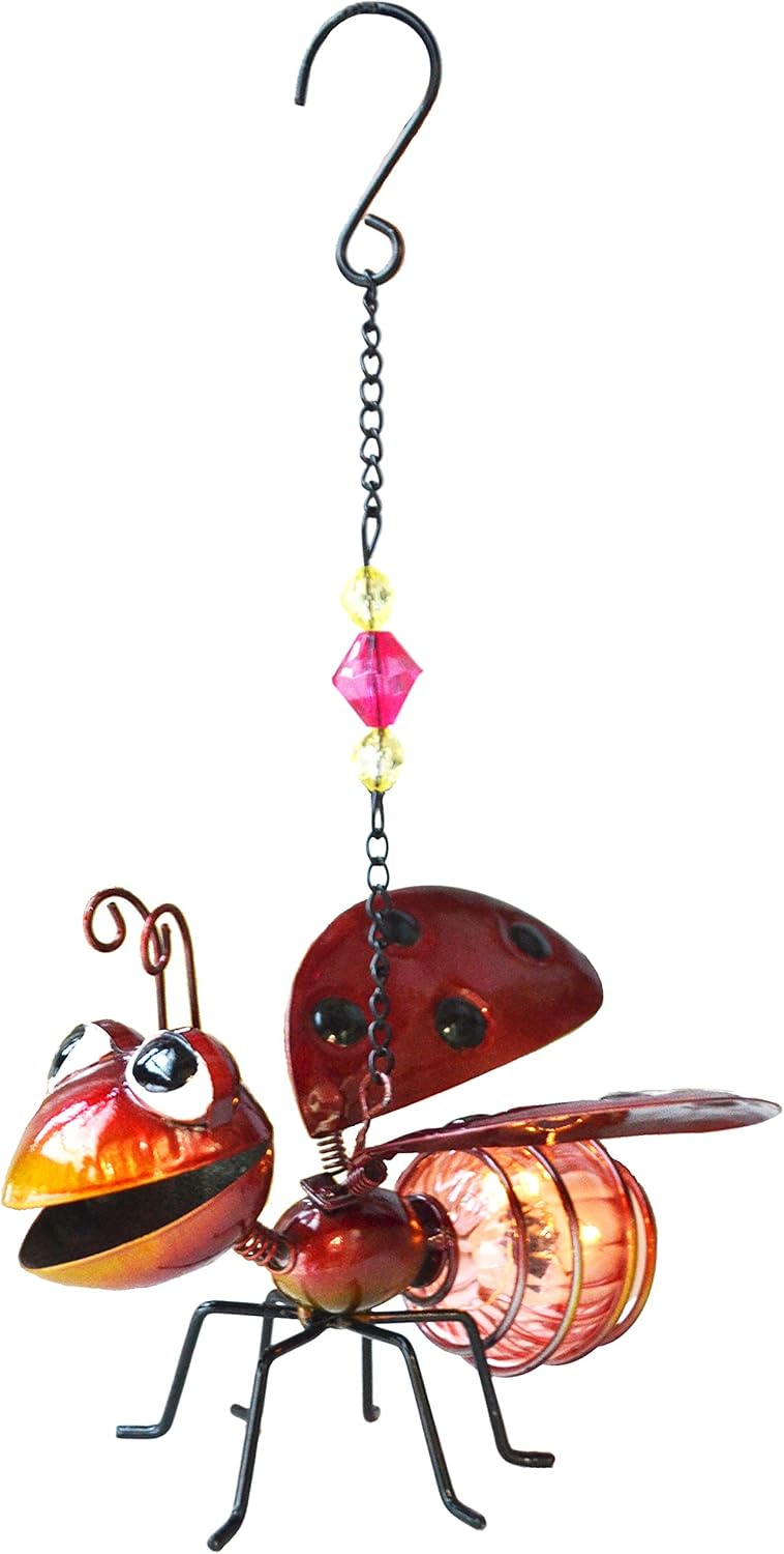 solar flower lights home depot on Figurine Lights Giftme 5 Ladybug Solar Lights Garden Yard Art Metal Hanging Decorative For Walkway Backyard Window Patio Lighting Ceiling Fans