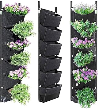 Amazon Co Jp 壁植栽バッグ 6ポケット壁掛けプランター通気性植栽成長バッグ屋外屋内ガーデニング垂直緑化花コンテナー植物ポーチ 黒 Diy 工具 ガーデン