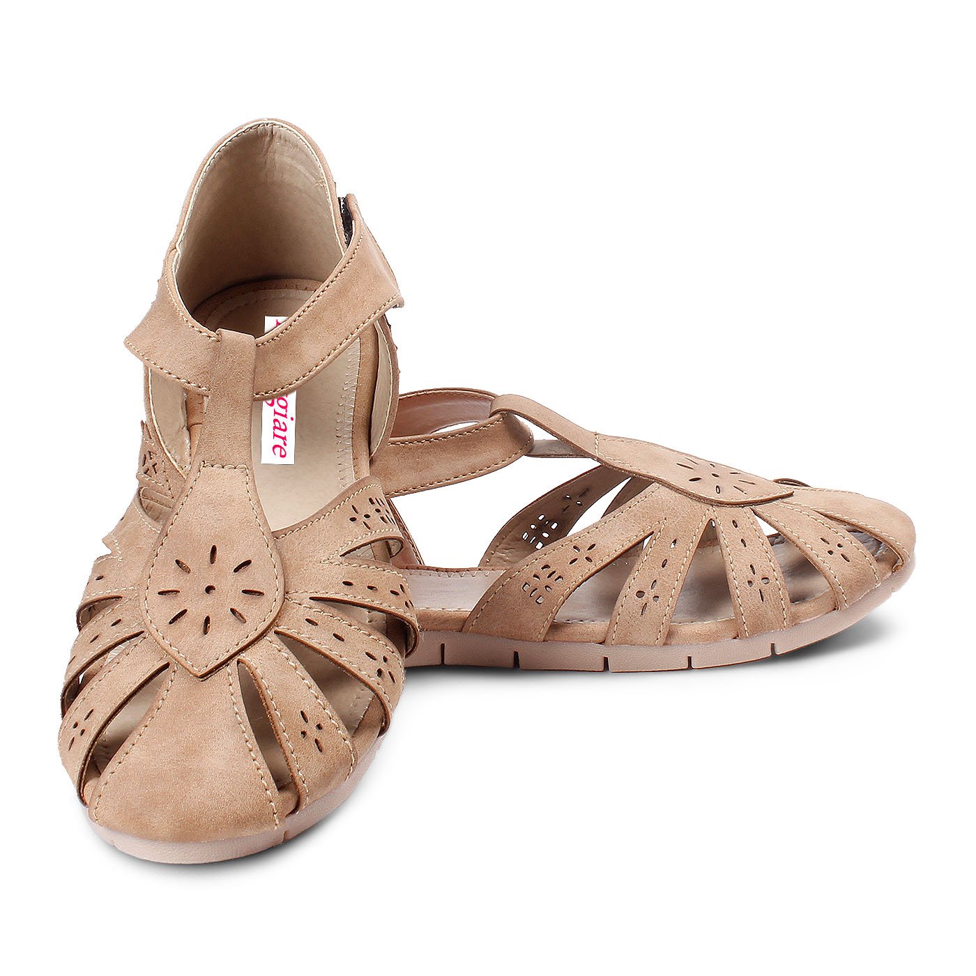 meriggiare women beige synthetic flats