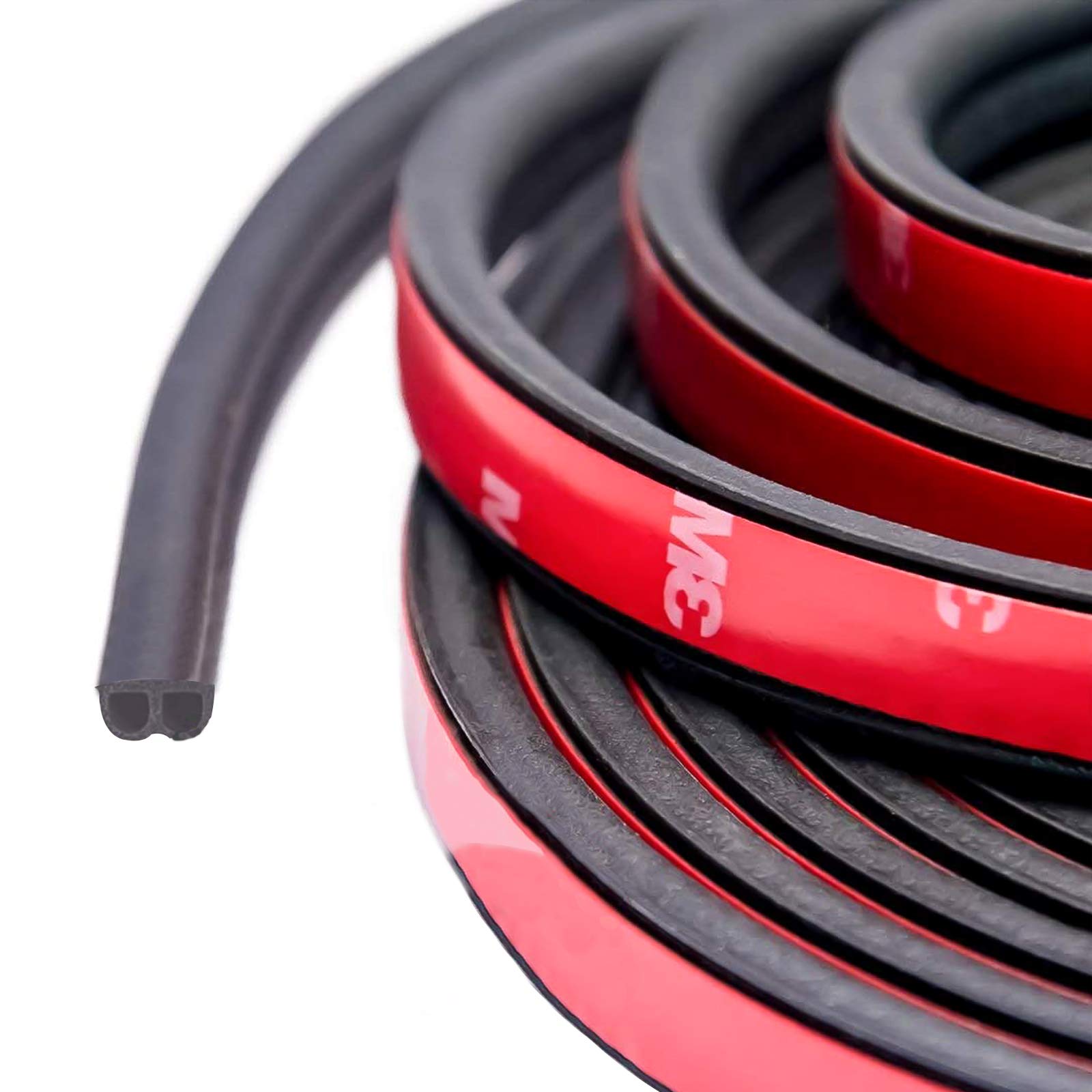 FOXNSK Car Door Edge Guard(16ft/5M), Universal B Shape Rubber Seal Strip Trim Automotive Self Adhesive Weatherstrip for Window Door Protector Soundproofing Noise Insulation