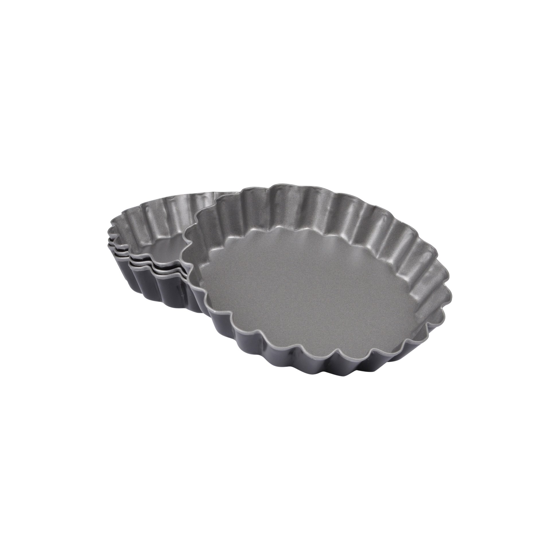 Cap 200ml 6moul261 Fluted Tartlet Mould x 4 Metal 12 x 12 x 7 cm Grey