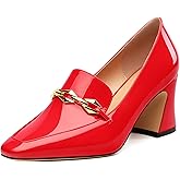 Womens Chunky Block High Heel, Square Toe Closed Pumps Slip-on Loafers Shoes Dress Party Office Basic Classic Shoes 2.5IN