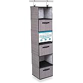 Internet's Best Hanging Closet Organizer with Drawers | 6 Shelf | 3 Drawers | Clothing Sweaters Shoes Accessories Storage | Grey