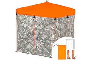 Tryitsbest Blaze Orange Hunting Blind Cap, Hunting Blind Safety Panels for Hub 4 Sides Hunting Ground Blinds, Highly-Visible Orange Blind Cover with Tie-Down Ropes & Stake【Hunting Blind Not Include】
