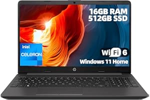 HP 250 G9 15.6" Business and Student Laptop, Intel Celeron N4500, 16GB DDR4 RAM, 512GB SSD, HD Anti-Glare Display, Lightweigh