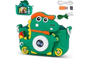 PHNIXGAM Dinosaur Kids Digital Camera, Digital Camera for Toddler Boys Girls Children Selfie Camera with 2 Inch Screen, 32GB 