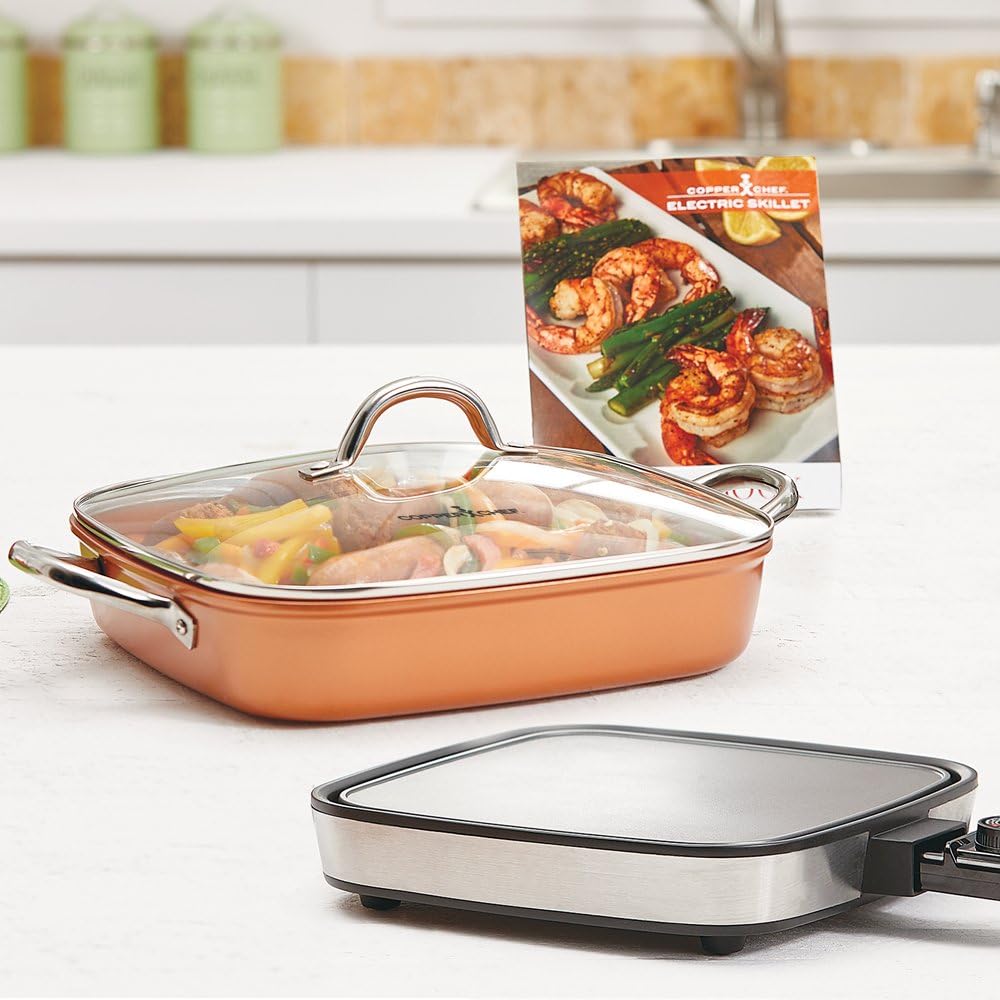 copper removable electric skillet