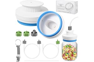 AFONTOTO Upgraded Mason Jar Canning Sealer Kit - Sealer Set with Hoses Compatible with FoodSaver Vacuum Sealers - For Wide Mouth and Regular Mouth Jars (White)