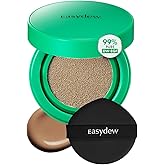 Easydew Mela B Toning Ampoule Cushion - 2-in-1 Korean Skin Care & Face Beauty Makeup - Age-Defying Full Coverage Cushion Foundation with Niacinamide & Hyaluron-Vital C 0.45 oz (#33 Almond)