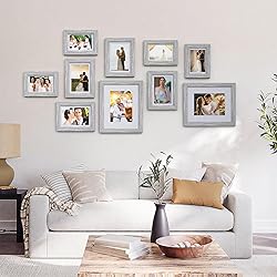 Povrgive Picture Frames Set of 10 Gray Wood