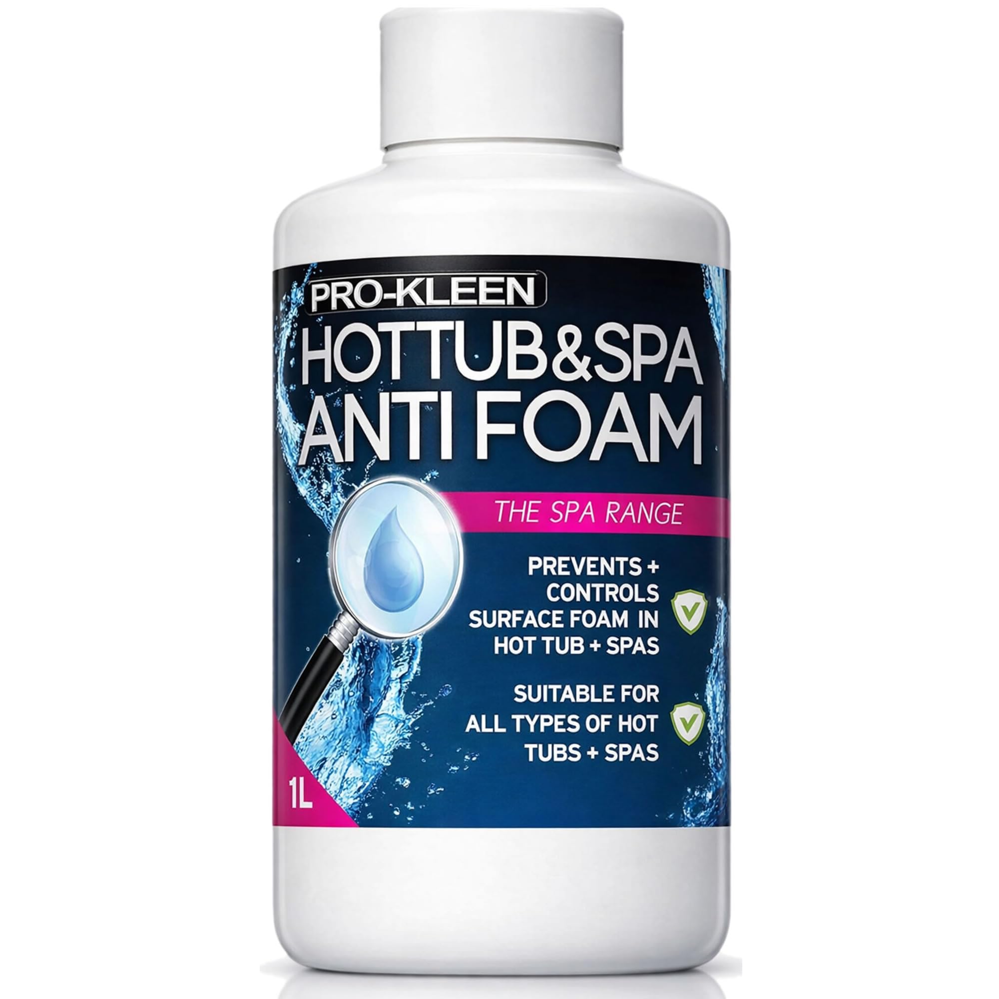 Pro-Kleen Hot Tub & Spa Anti Foam 1L - Defoams Hot Tubs & Spas - Suitable for all Hot Tubs & Spas - Easy To Use
