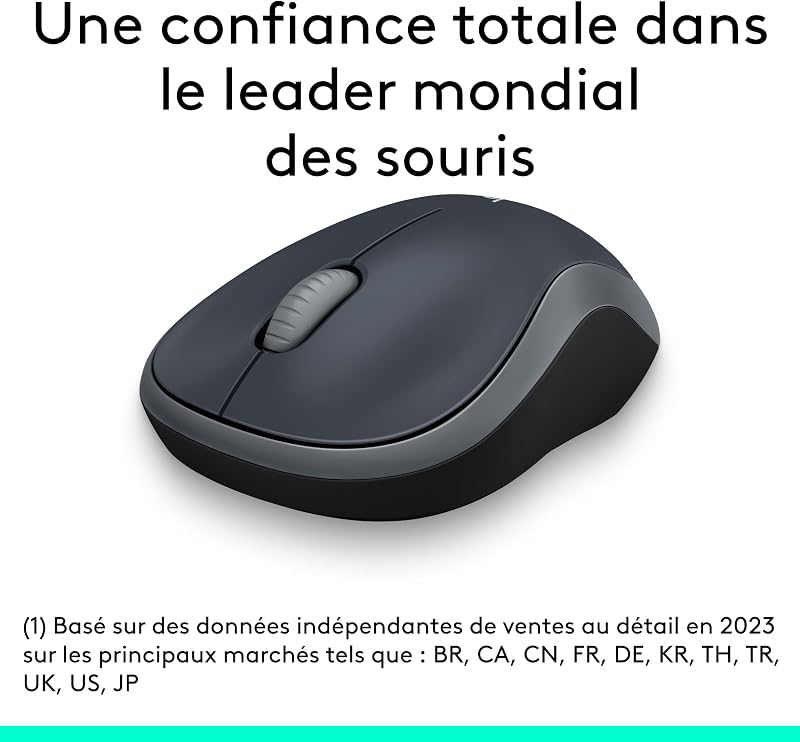M185 Souris Sans Fil, 2.4 GHz avec Mini Récepteur USB