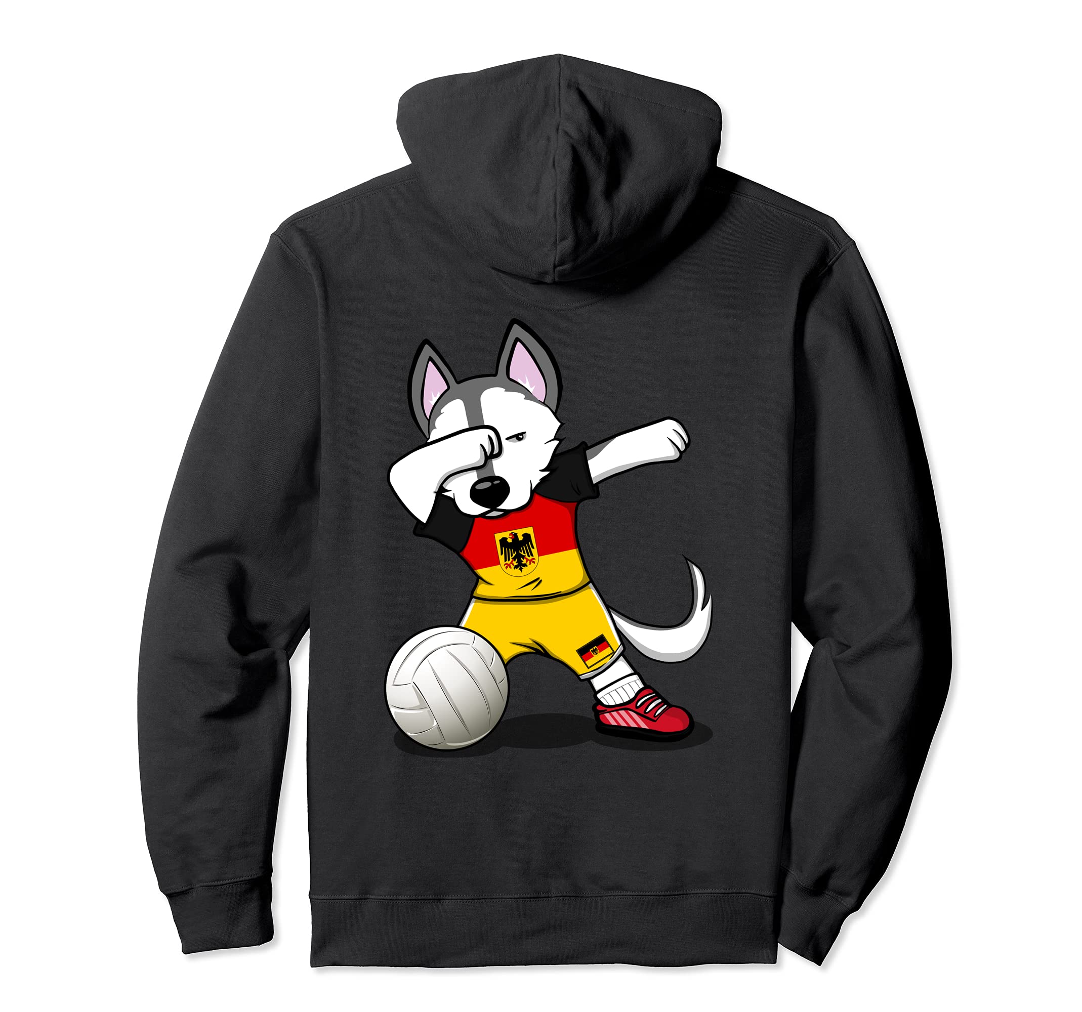 Dabbing Husky Germany Volleyball Fans Jersey - German Flag Pullover Hoodie