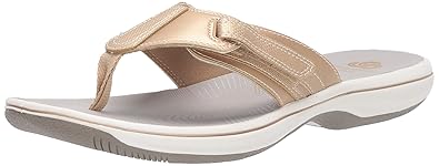clarks flip flops womens gold