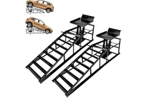 COOLBAG 2 Packs Car Service Ramp Low Profile Car Lift Service Ramp Truck Trailer Garage 5 Tons 5T 10000lbs, Automotive Hydraulic Lift Repair Frame Lift, Height Hydraulic Vehicle Ramp (Black)