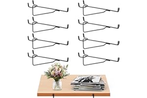 NODAAIIE 10 Pcs 8 Inch Pegboard Shelf Hooks, 1/4 Inch Black Metal Brackets for Storage Organizer in Garage, Workbench, Craft Room, Office