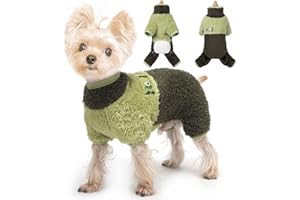 SHIFENMEI Dog Pajamas for Small Dogs Girl Boy Spring Warm Dog Pajamas Cute Pjs for Dogs Chihuahua Yorkie Clothes Pullover Fleece Puppy Clothes Cat Sweater, Small, Green