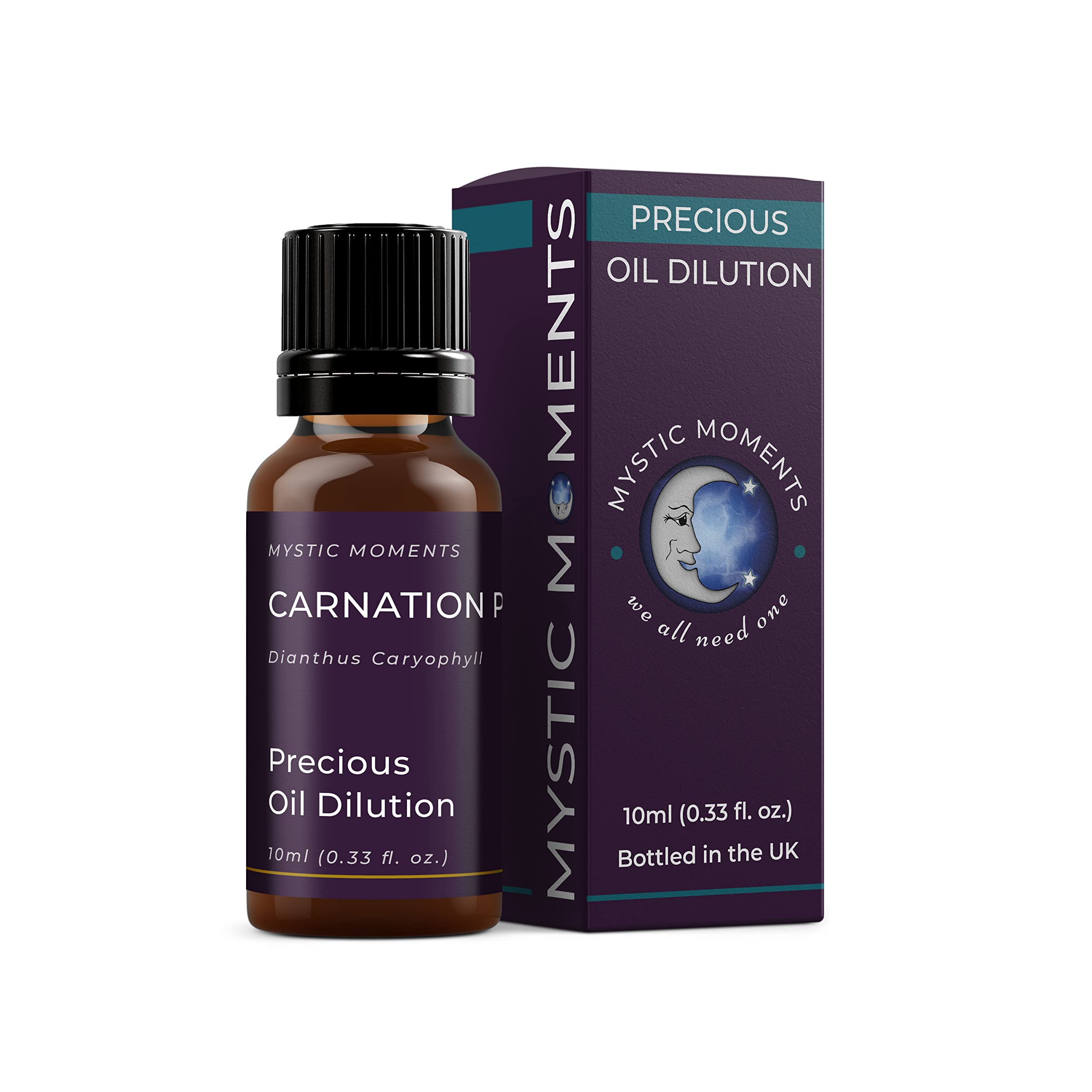 Mystic Moments | Carnation Absolute Oil Dilution 3% in Jojoba | Natural Skincare & Aromatherapy Blend | Dianthus Caryophyllus | Ready to Use | Floral Scent | Soothing Massage Oil | 10ml