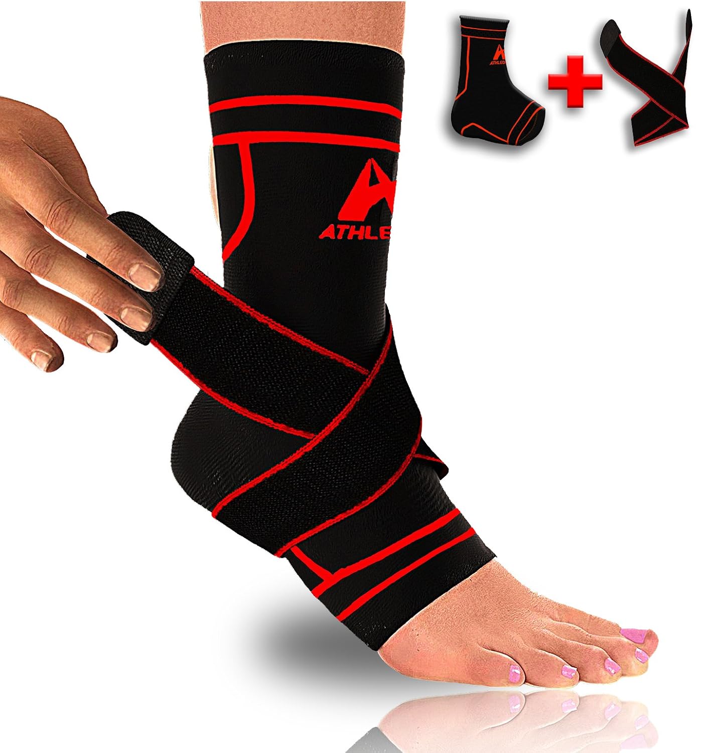 Athledict Ankle Compression Sleeve with Brace Support