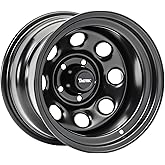 TACTIK Circle 8 Classic 17 Inch Solid Steel Wheel - 5x5 Bolt Pattern, 17x9 (-6.35mm Offset), 4.75 Inch Backspace - Satin Black Finish - Fits Jeep 2007-2022 Wrangler JK, JKU, JL, JLU &amp; Gladiator JT