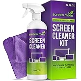 Screen Mom Screen Cleaner Spray 16oz Bottle for TV, Car, Laptop &amp; Computer | Streak-Free Cleaning, Glass &amp; OLED Safe, Alcohol-Free Formula, Scratch-Resistant Microfiber Cloth, Safe for Phones &amp; Tablets