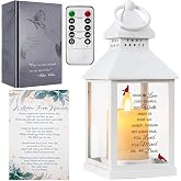 Memorial Lantern, Sympathy Gifts for Loss of Loved One/ Mom/ Dad (White) | Condolences Gift with Sympathy Card for Loss of Mom/ Dad, Bereavement Light with Remote for Funeral Remembrance