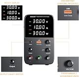 NANKADF DC Power Supply 0-30V 0-10A USB Fast Charge 18W 4-Digit view 3