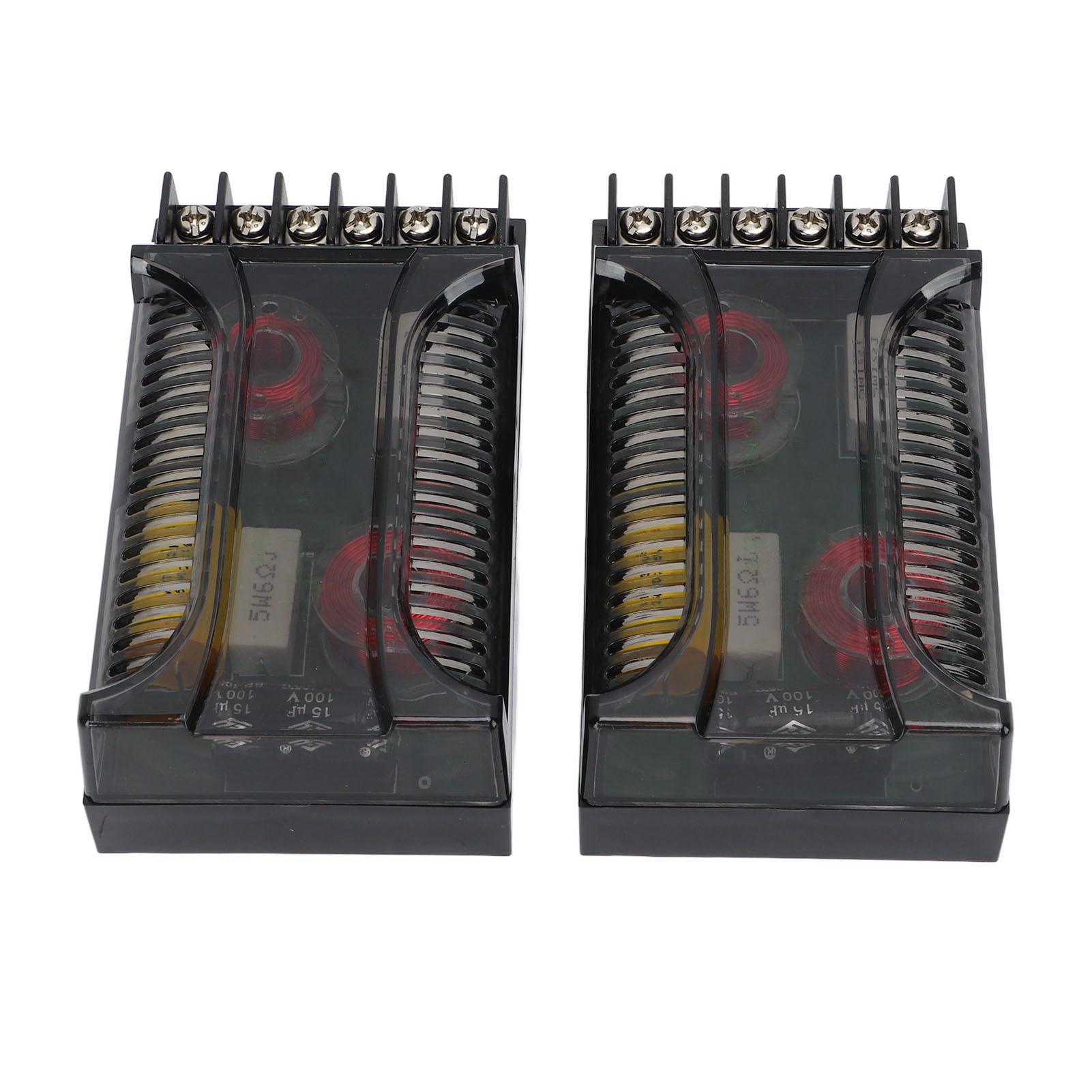 KIMISS Electronic Crossover， Car Audio Passive Crossover， 2Pcs 2 Way Car Audio Crossover Overcurrent Universal Heat Dissipation Speaker Frequency Divider
