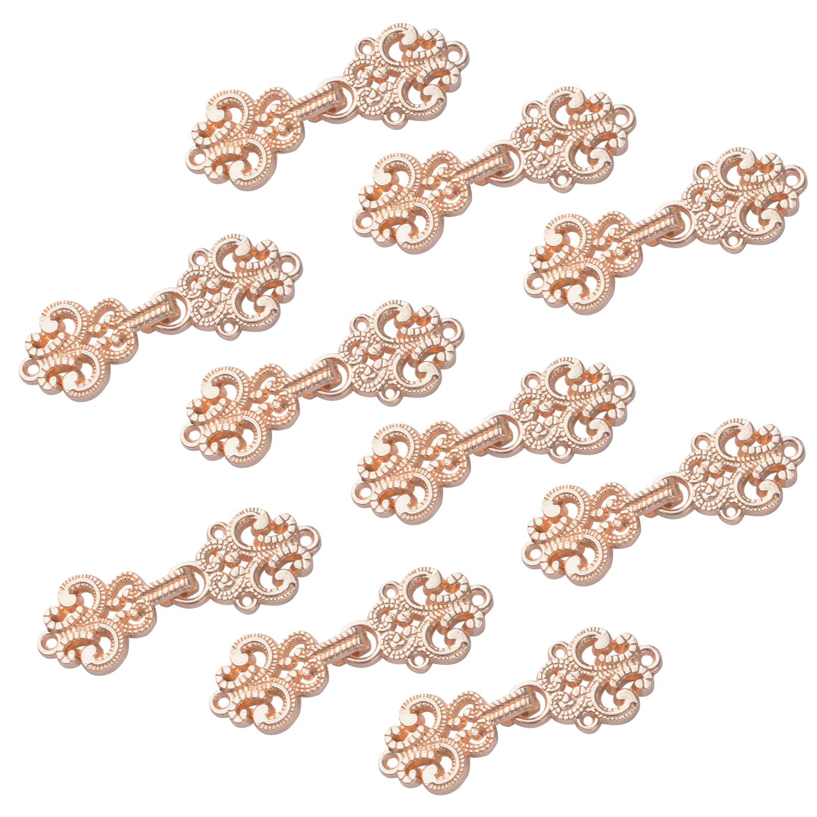 WANDIC Cardigan Clips, 10 Pairs Vintage Hollow Flower Cape Fasteners Sew On Hooks And Eyes Cloak Clasp Fasteners For Sweater Shawl, Light Gold