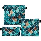 Reusable Sandwich & Snack Baggies by ART OF LUNCH - Set of 3 Designer Sandwich Bags, Art Supplies Bag, Makeup Bags. Design by Monika Strigel (Germany) - Really Mermaid