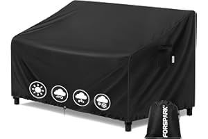 FORSPARK Patio Sofa Cover – Waterproof UV-Resistant Outdoor Couch Protector for 2-Seat Loveseats, Tear-Resistant Oxford Fabric with Wind Straps & Storage Bag