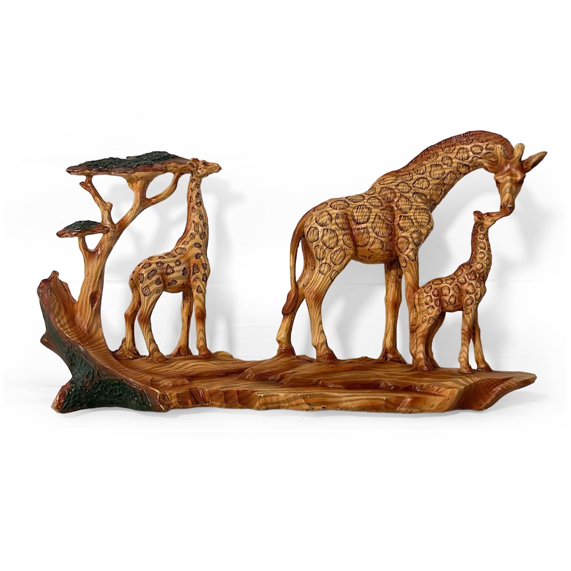Thorness GIRAFFE FAMILY ORNAMENT | Wooden giraffe ornament for the home | African animal gift | Wildlife gifts | Home decor | 30cm (L) x 17cm (H) x 6cm (D)
