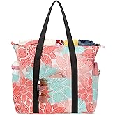 Octsky Large Beach Bags for Women - Waterproof Sandproof Beach Tote with Dual Zipper and Wet Pocket - 3 Outside Pockets