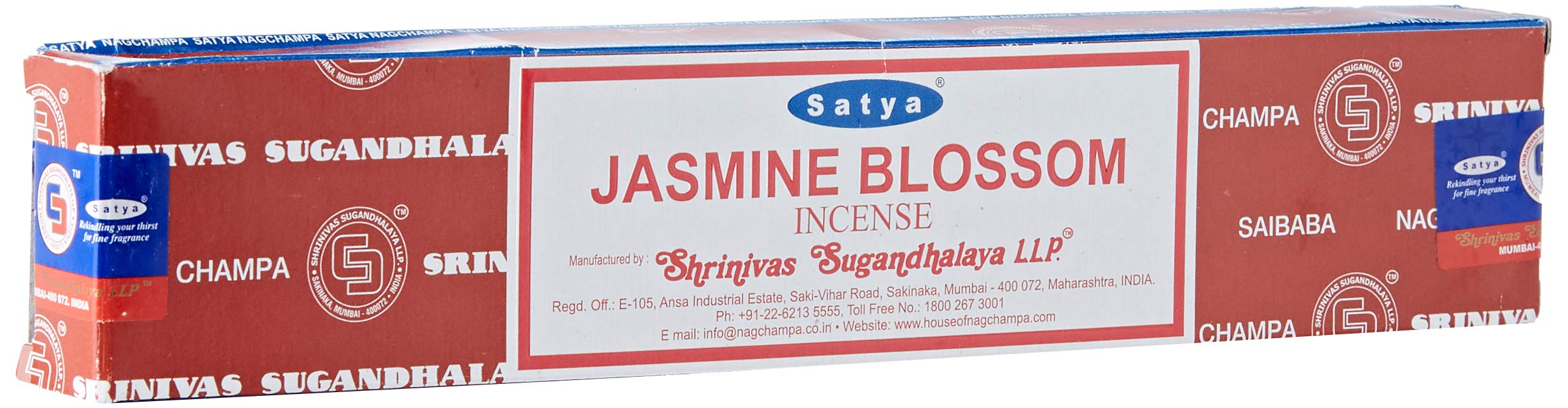 Satya 01477 Jasmine Blossom Incense Sticks, Box of 12 Packs x 15g