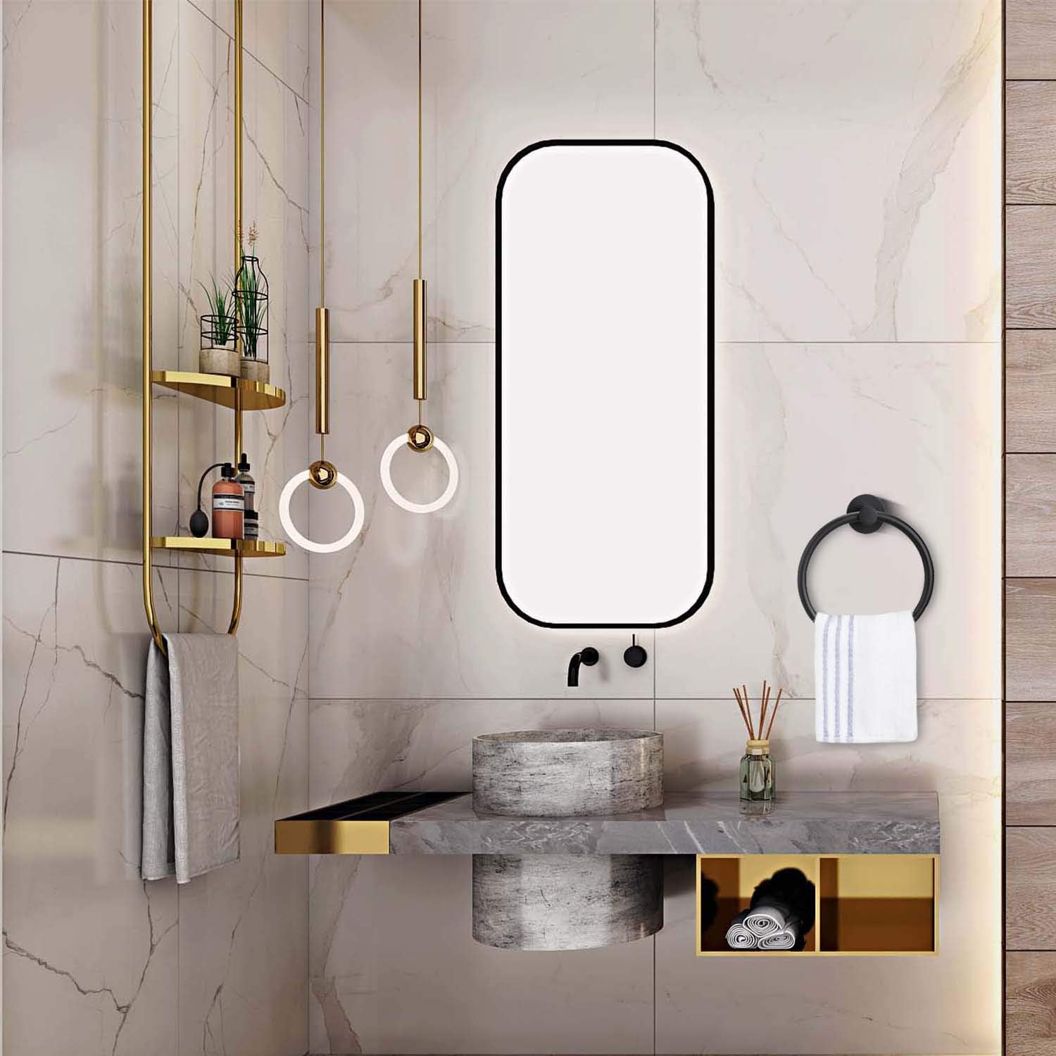 Pynsseu Matte Black Towel Ring for Bathroom 1 Pack, Kitchen Bath Towel Holder Hangers Wall Mount Heavy Duty Storage Stainless Steel: Home & Kitchen