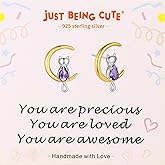 Birthstone Earrings for Women, 925 Sterling Silver Cat Stud Earrings Cubic Zirconia Cute Kitten Hypoallergenic Earring for Girlfriend Girls on Birthday Valentine's Day