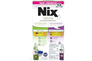 Nix Lice Treatment & Prevention Kit, All-in-One Shampoo, 4 fl oz, with Lice Removal Comb and Lice Prevention Daily Leave-in Spray, 6 fl oz