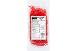 Kervan Candy Bebeto Strawberry Licorice Laces - Red Shoestring Licorice Laces for Braiding, Decorating Baked Goods & Making Knots - Soft & Chewy Candy (2 lbs)