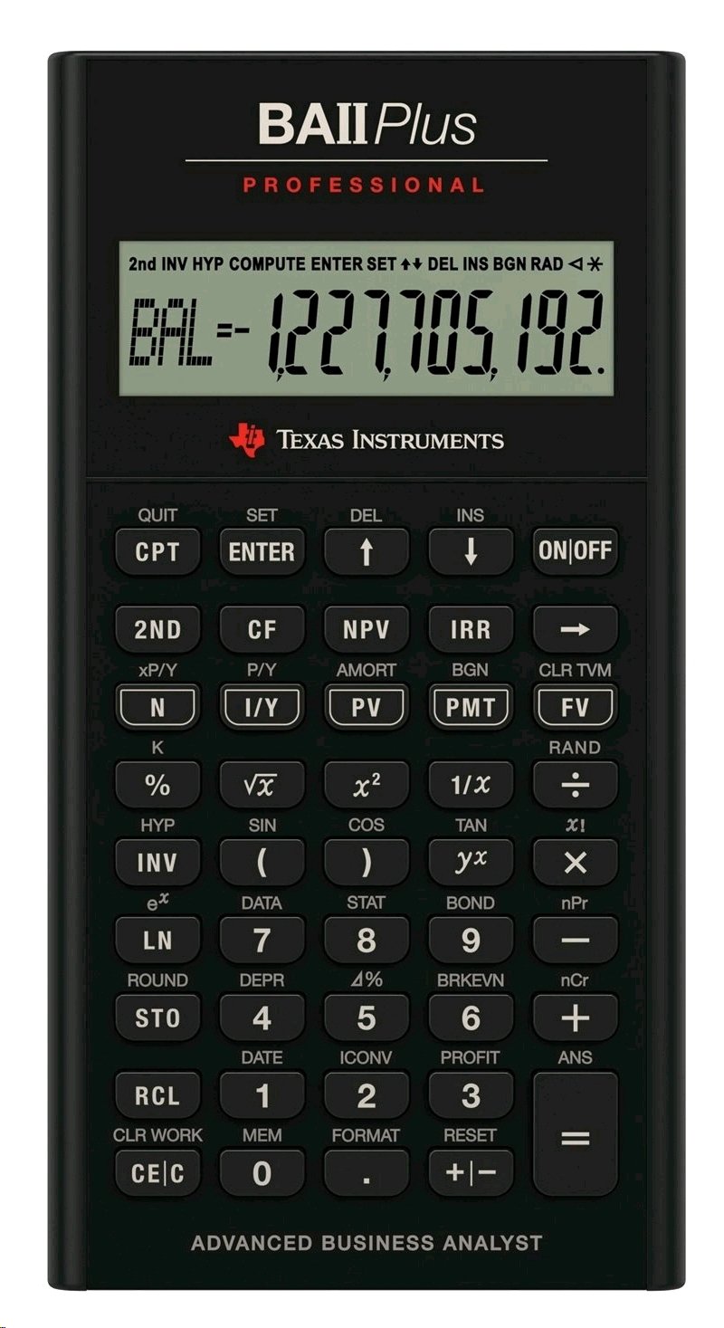 Texas Instruments BAII Plus Professional Pocket Calculator