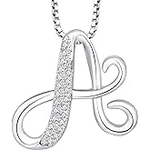STARCHENIE Initial Necklace for Women 925 Sterling Silver Letter A-Z Pendant 26 Alphabet Jewelry
