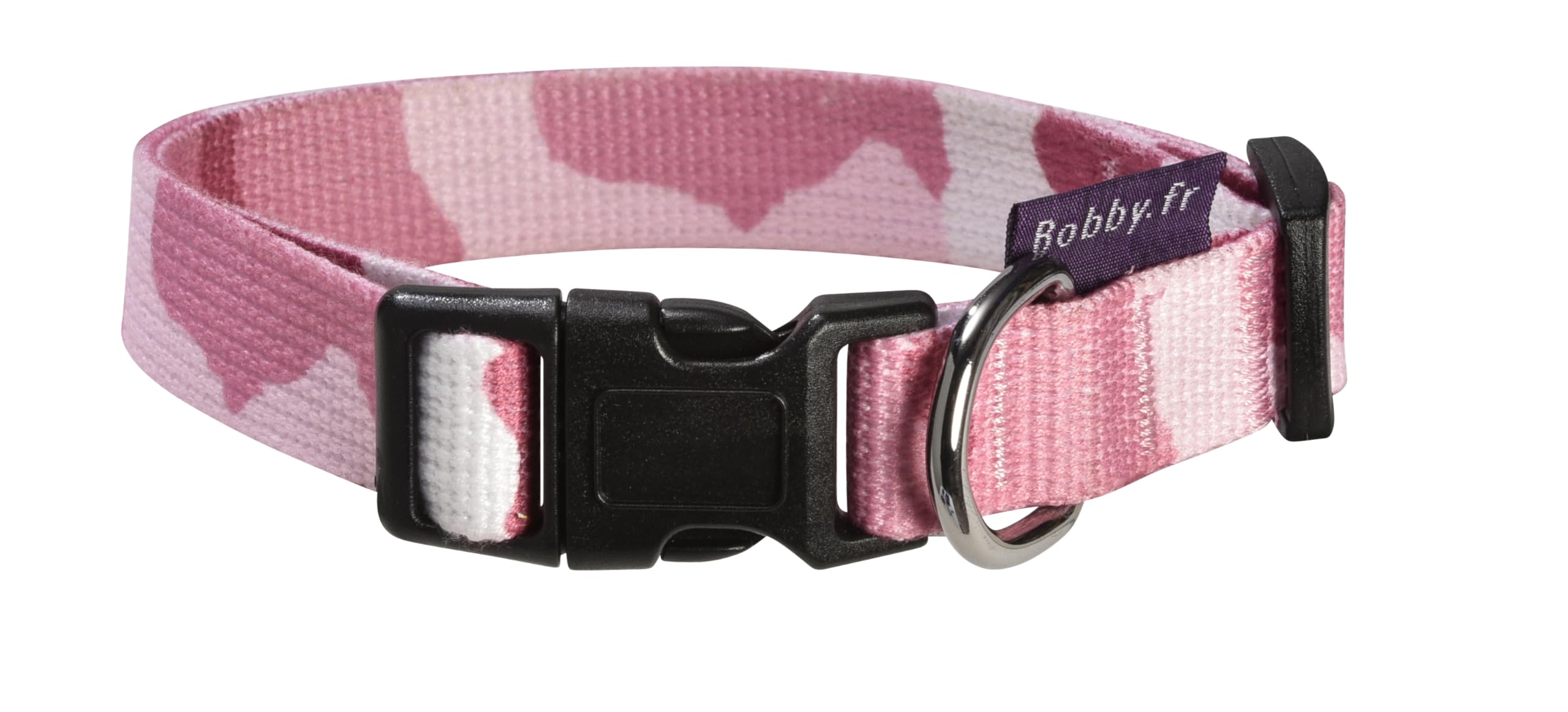 Bobby Camouflage - Durable, Comfortable, Adjustable, Machine Washable Nylon Dog Collar, Pink - S/25-40 x 1,6 CM