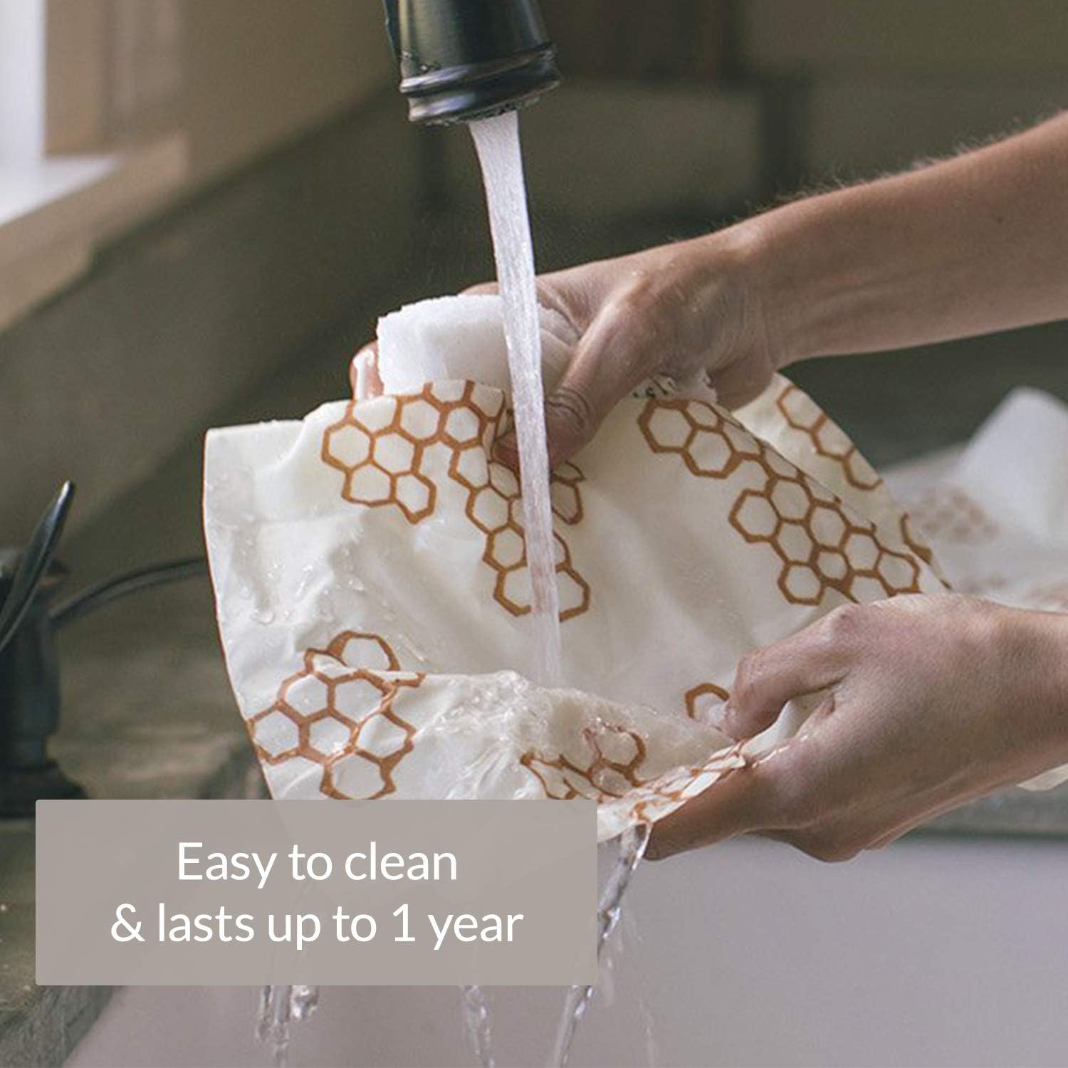 Bee’s Wrap Set of 3 Wraps - Medium (25 x 28 cm), Beige - Image 5