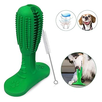 Bzonsmart Dog Toothbrush Stick Dental Care Brushing Stick Blue Natural Rubber Toothbrush for Large & Medium Dogs Pets