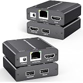 1080P HDTV 60M KVM Extender HDMI-Compatible USB-A Clavier Souris 3.5mm AUX Alliage d'aluminium sur CAT6 RJ45 LAN Ethernet Extender (60M