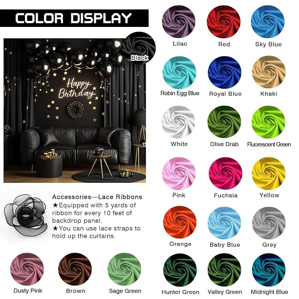 TOAOFY BLACK BACKDROP CURTAINS BLACK CURTAINS FOR BACKDROPS CURTAIN BACKDROPS HOME DECORATION PHOTOGRAPHY VIDEO STUDIO PROPS 10X12FT TAYHQ002