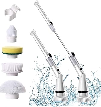 Amazon お風呂掃除ブラシ バスポリッシャー 電動お掃除ブラシ 電動デッキブラシ 風呂 ブラシ ハンドル延長可能 0 90度ヘッド角度調節 ブラシ掃除 四種類の多機能ブラシ付 ほこりとり コンパクト収納 軽量 コードレス 操作便利 浴室 キッチン お手洗い トイレ掃除