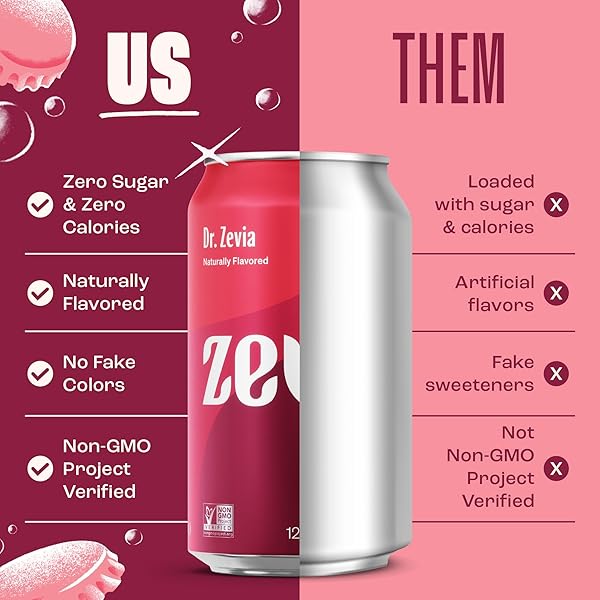 ZEVIA ZERO SUGAR SODA, DR. ZEVIA, 12 OZ CANS (24-PACK) – NATURALLY SWEETENED, ZERO CALORIE SUGAR FREE SODA – NON-GMO PROJECT VERIFIED, GLUTEN-FREE, VEGAN