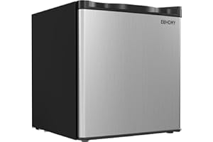 EUHOMY Mini Freezer Countertop,1.1 Cubic Feet, Single DoorCompact Upright Freezer with Reversible Stainless Steel Door, Removable Shelves, Small freezer for Home/Dorms/Apartment/Office(Silver)